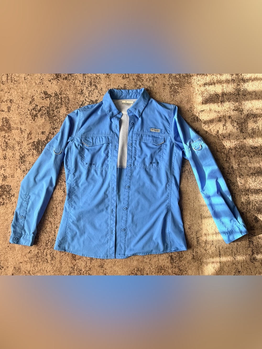Columbia Women's Light Blue Button-Down PFG Fishing Shirt